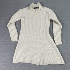 Polo Ralph Lauren Sweater Dress Womens XL White Cable Knit Cashmere Wool Blend